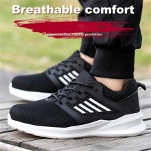 (black, 38) Work Safety Shoes Men Lightweight Indestructible Work Sneaker Security Steel Toe