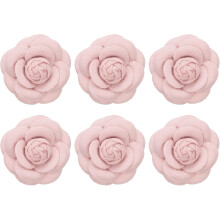 Broche de tecido com camélia rosa, 7 cm – Pacote com 6 unidades