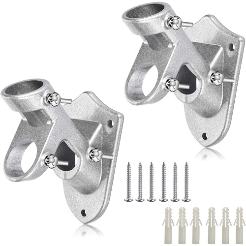 Flaggstangholder i aluminium, 1 tomme ID, rustfri, sølv, 2-pakning