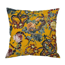 Housse de coussin rose aquarelle en coton et lin 45 x 45 cm
