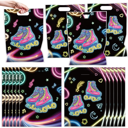 Sacolas de lembrancinha de festa com tema de patins que brilham no escuro (7x10 polegadas)