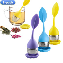 Kit d'infuseur à thé en silicone, passoire à fleurs en acier inoxydable