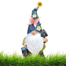 Estatua de resina de gnomo solar para decoración de jardín, 1 unidad.