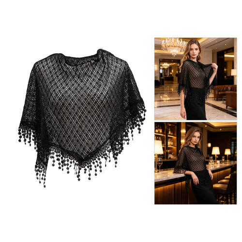 Breathable Openwork Shawl Lace Shoulder Wrap-wine red 2