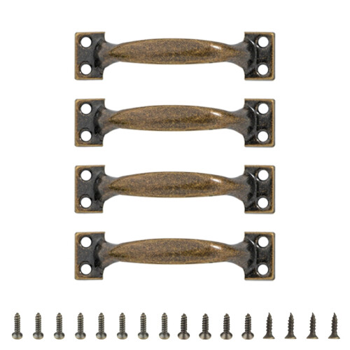 Dörrhandtag i järn – välvda grepp, 4-pack