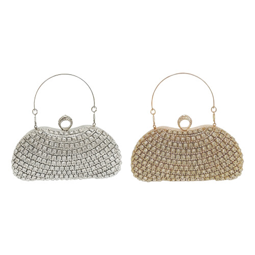 Nylon Party Purse With Rhinestones Design Shoulder Bag-Silver 1
