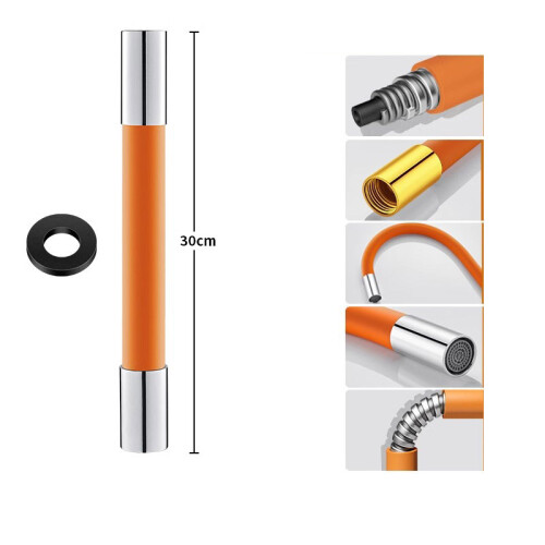 Upgraded Orange Copper Head 30cm Flexible Faucet Extender Orange 2