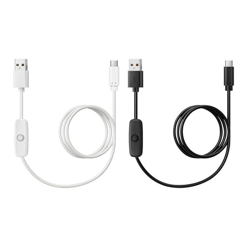 Flexible PVC USB to USB C Power Control Cord With-Black 1