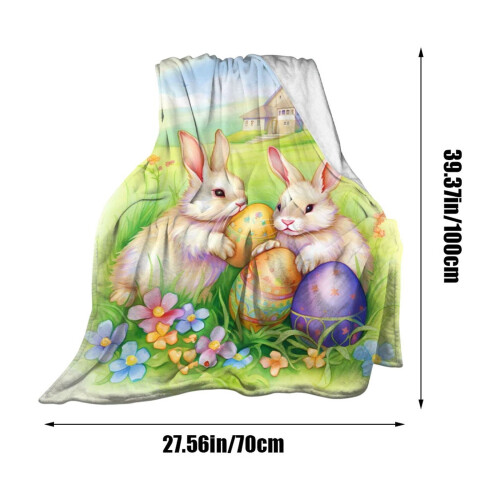 Mint Green Easter Flannel Sofa Blanket 100x70cm 2