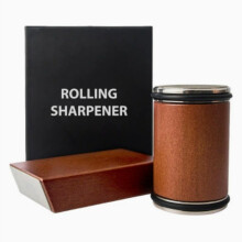 Diamond Knife Sharpener for Kitchen Knives, Rotary Blade Sharpener with Magnetic Holder, 15 & 20 Deg Angles for Chef & Pocket Knives