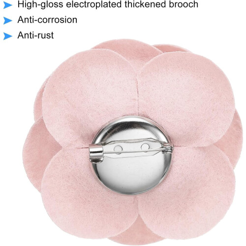 Broche de tecido com camélia rosa, 7 cm – Pacote com 6 unidades 2