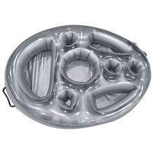 (Grey) A PVC Inflatable Ice Bar For The Water, A Pool Drink Holder, A Multi-hole Cup Coaster, A Floating Snack Tray, A Pool Party