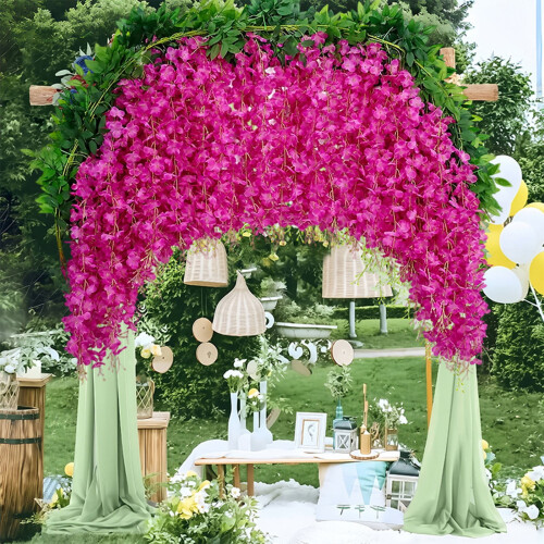 Artificial Wisteria Vine Watermelon Red 180x50cm 1
