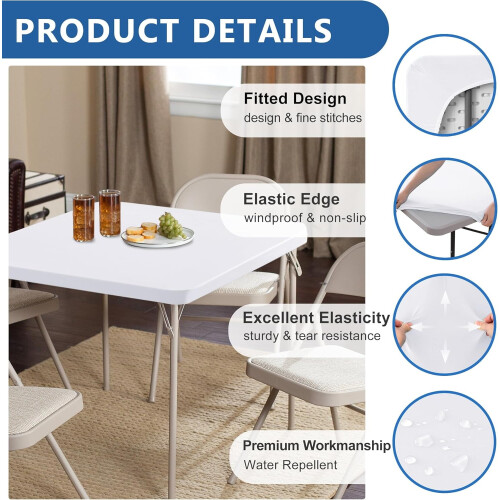 Toalha de mesa quadrada 34x34 polegadas em elastano preto, pacote com 2 unidades 1