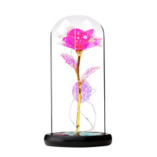 Dôme en verre Rose Éternelle avec lumières LED – Rose