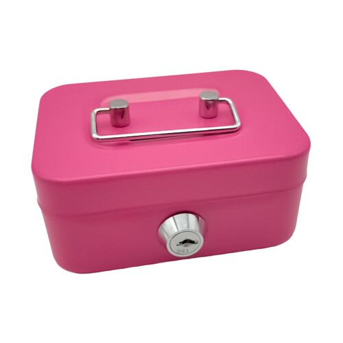 Pink metalspargebøsse med lås og håndtag