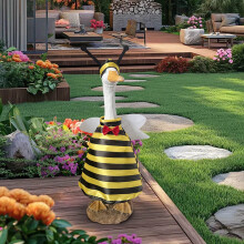 Decoração de jardim com abelha branca à prova d'água de 58 cm (23 polegadas)