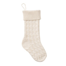Vit kabelstickad julstrumpa 45 cm