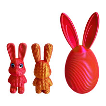 Sculpture de lapin et d'œuf de Pâques imprimée en 3D - Finition métallique