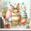 Oster-Fensteraufkleber: Hase, Ei, Blume 1