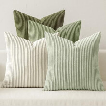 Lot de 4 housses de coussin en velours côtelé 45 x 45 cm vert clair