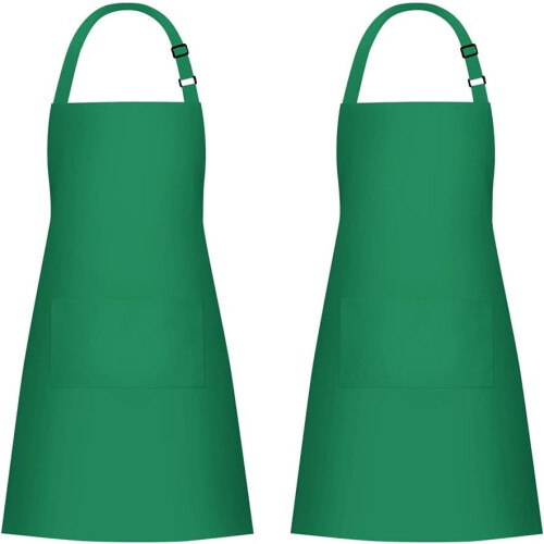 Lot de 2 tabliers de chef ajustables avec poches, verts
