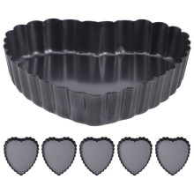 Ensemble de 6 moules à tartelettes à fond amovible en forme de cœur