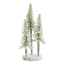 Mini sapin de Noël floqué avec socle en bois