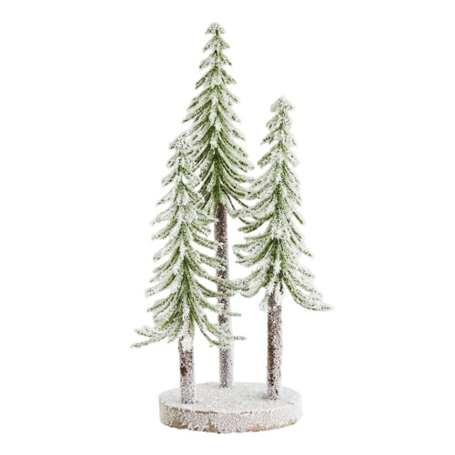 Mini sapin de Noël floqué avec socle en bois