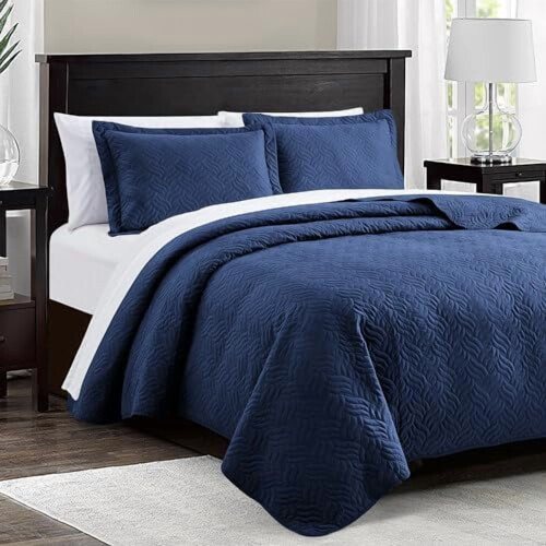 Marineblauwe Cal King dekbedset, 3-delig 1