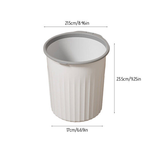 Søppelbøtte slank design plast 2,5 gallon hvit grå 2