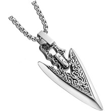 Schwertförmige Halskette mit Anhänger im Punk-Stil aus Titanstahl, Choker mit quadratischer Perlenkette, modischer Herrenschmuck