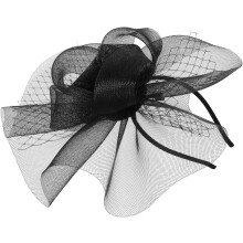 Bijou de tête avec pince à cheveux, bandeau en maille et nœud papillon à plumes