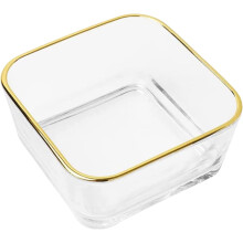 Büroklammerhalter aus Glas mit Goldrand und quadratischem Binderclip-Spender