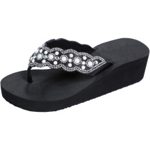 Perlen- und Strass-Strandschuhe für Damen, leichte und bequeme Sandalen, rutschfest, ideal für Strandspaziergänge im Sommer.
