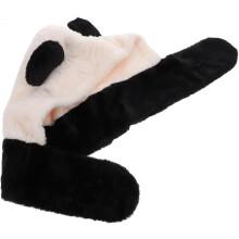 Adorable Panda Beanie for Women Winter Hat Ear Protection Soft Plush Material Fashionable Cross Scarf Warm Cosplay Costume