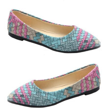 Spitz zulaufende, flache Damenschuhe, rutschfest, klassisch-elegant, atmungsaktiv, für jede Jahreszeit geeignet, Größe 40, Rosa/Blau