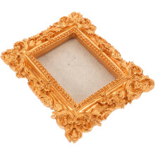 Kleiner goldener magnetischer Bilderrahmen aus Kunstharz, Vintage-Antik-Stil, verzierter Mini-Fotohalter