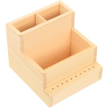 Doppellagige Aufbewahrungsbox für Nagelbohrer aus Naturholz, kleiner Kosmetikorganizer