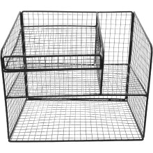 Zwarte bureau-organizer van gaas met telefoonhouder, 3-laags opbergplank voor op het bureau en documentensorteerder.