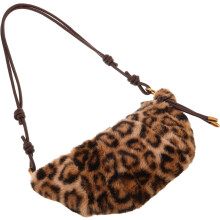 Plüschtasche mit Leopardenmuster für Damen, verstellbarer Schulterriemen, süße Clutch