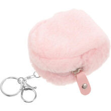 Petit porte-monnaie en peluche avec anneau porte-clés, pochette douce en peluche avec porte-clés, mini portefeuille portable et mignon