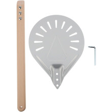 8 Zoll (ca. 20 cm) langer, tragbarer, perforierter Pizzaschieber mit abnehmbarem Holzgriff