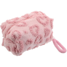 Trousse de maquillage en forme de cœur, grande capacité, en peluche, pour femmes, pochette zippée portable