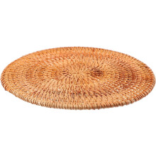 Untersetzer aus Holz, hitzebeständig, rund, 20 cm Durchmesser, rustikal, schlicht gewebt, schützt den Tisch