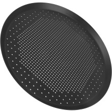 Plaque à pizza ronde en alliage d'aluminium perforée, antiadhésive, pour une répartition uniforme de la chaleur.