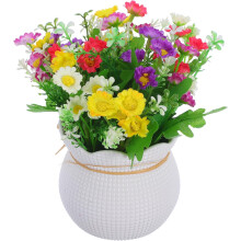 Wunderschönes Design: Kleiner Topf mit künstlichen Blumen und Vase, pflegeleichtes künstliches Blumen-Mittelstück