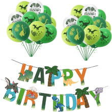 Dinosaurier-Partyballon-Set, 33-teilig, verschiedene Farben, Latex und Papier, lustige Geburtstagsdekorationen