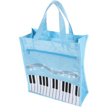 Tragetasche mit Musiknoten für Damen, tragbare zweilagige Aufbewahrungstasche für Notenbücher, Handtasche mit Griff, hellblau