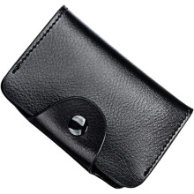 Étui en cuir noir résistant, en forme d'organigramme, pour cartes et certificats. Design simple et élégant, fonctionnel et pratique.